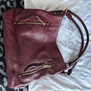 Michael Kors Red Leather Shoulder Bag with Gold Hardware